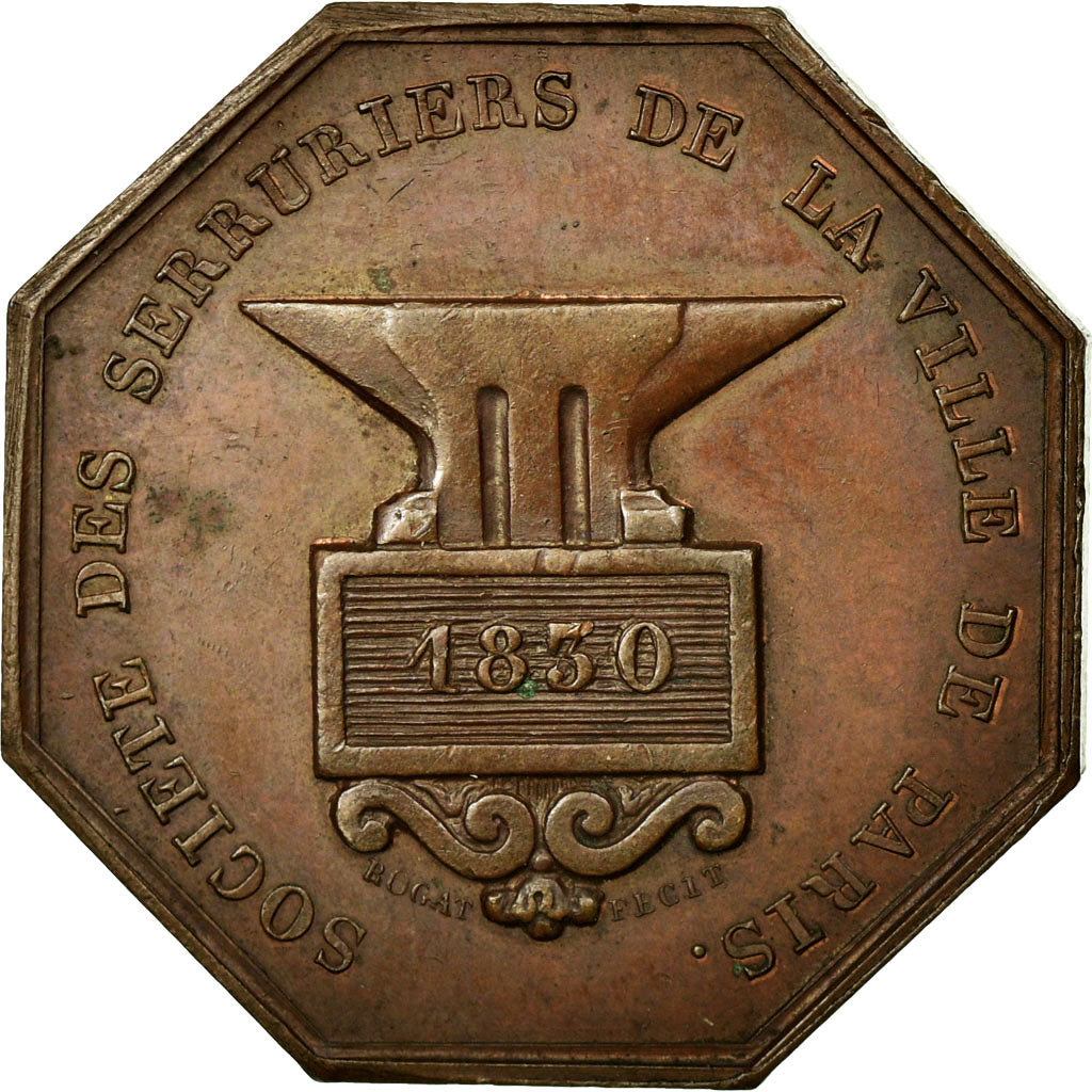 France, Token, Industry, 1830, Rogat, AU(55-58), Copper