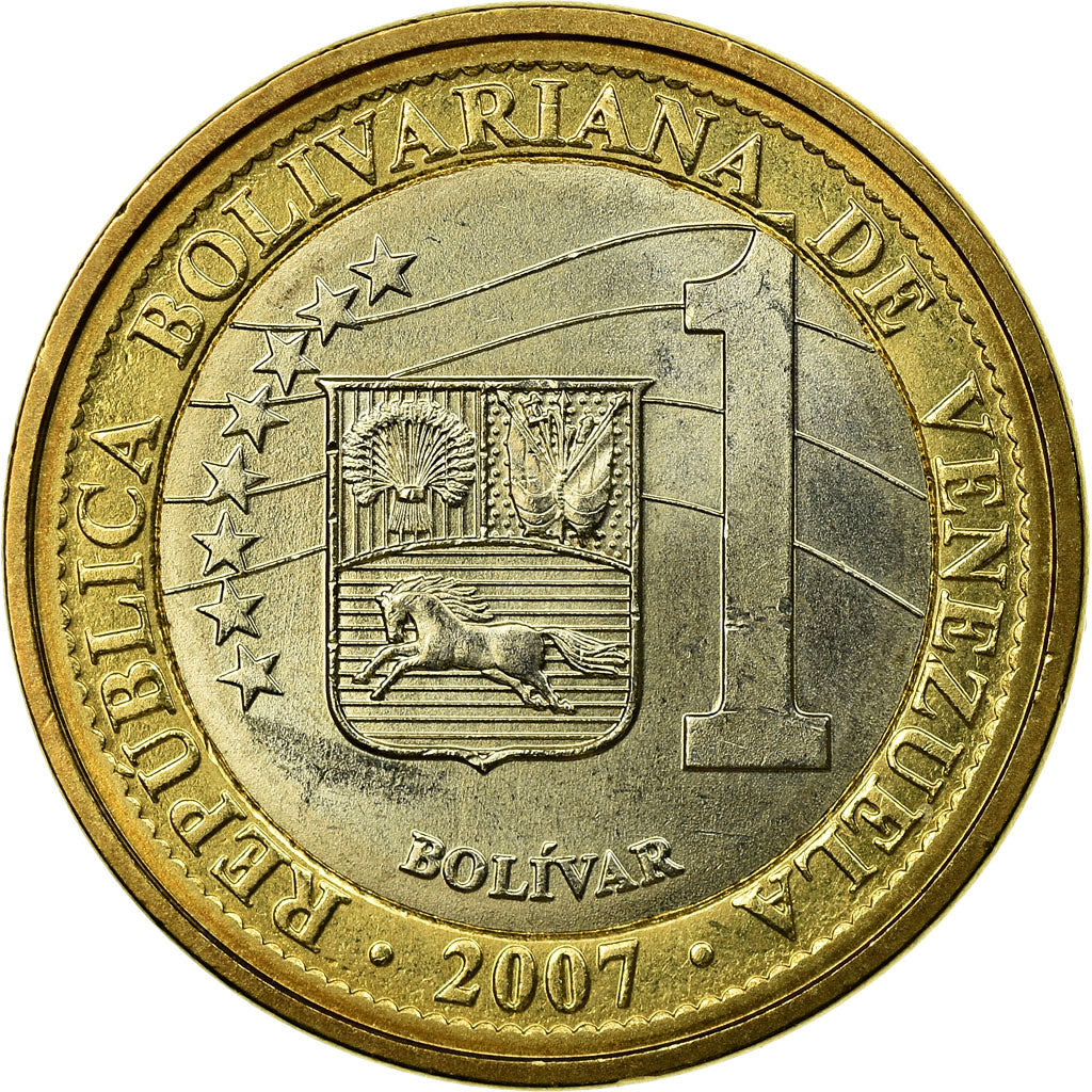 Moneta, Venezuela, Bolivar, 2007, Maracay, AU(55-58), Bimetaliczny, KM:93
