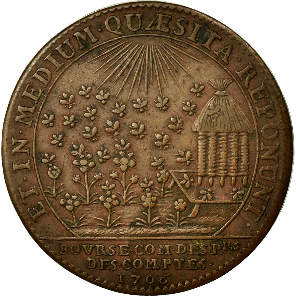 France, Token, Justice, 1706, AU(55-58), Copper, Feuardent:1816