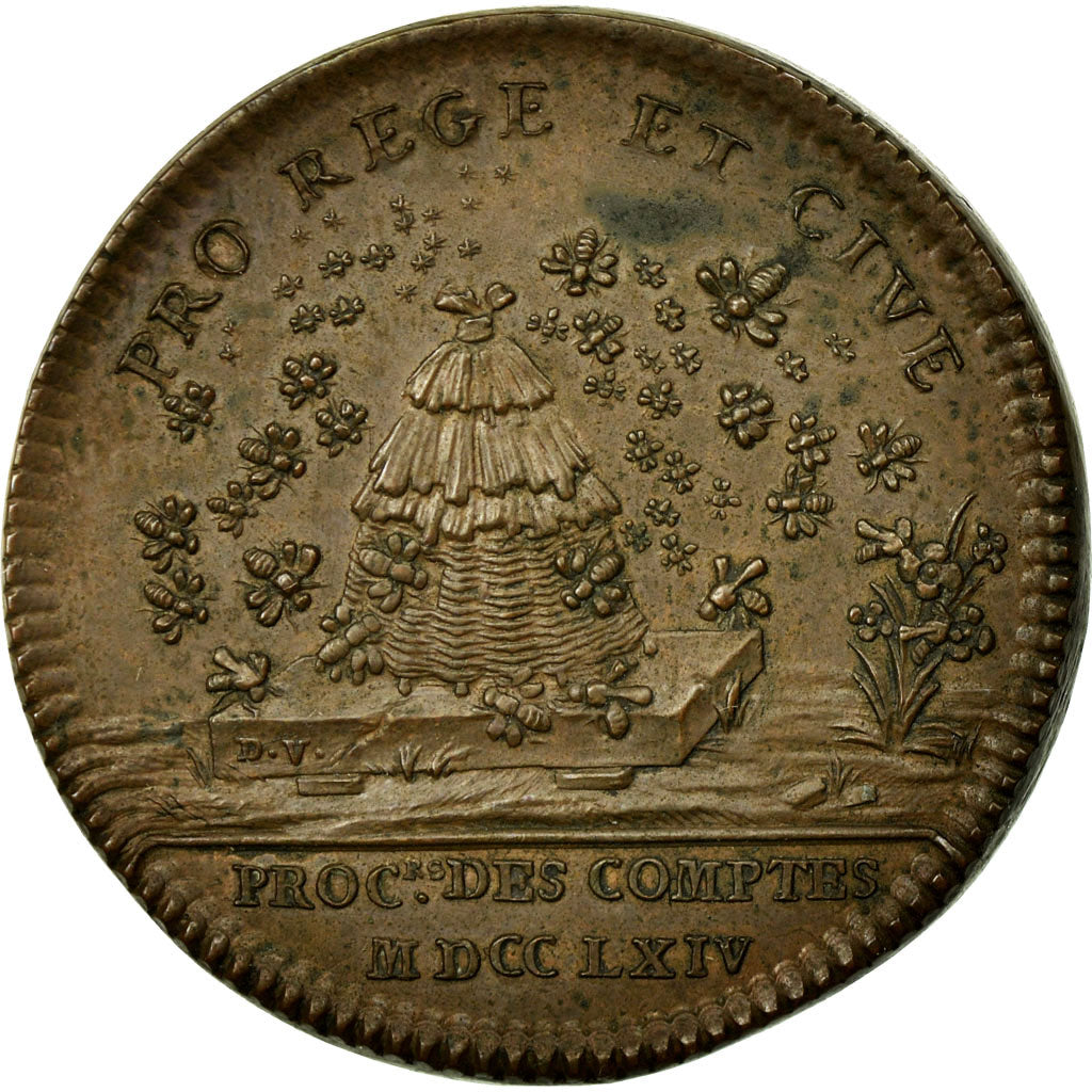 France, Token, Justice, 1764, Duvivier, AU(55-58), Copper, Feuardent:manque