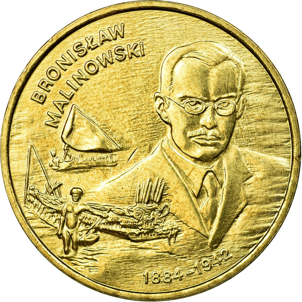 Moneda, Polonia, Bronislaw Malinowski, 2 Zlote, 2002, Warsaw, MBC, Latón