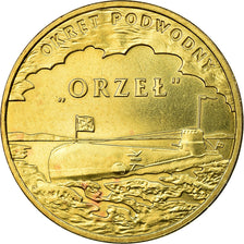 Moeda, Polónia, Orzel, submarine, 2 Zlote, 2012, Warsaw, AU(55-58), Latão