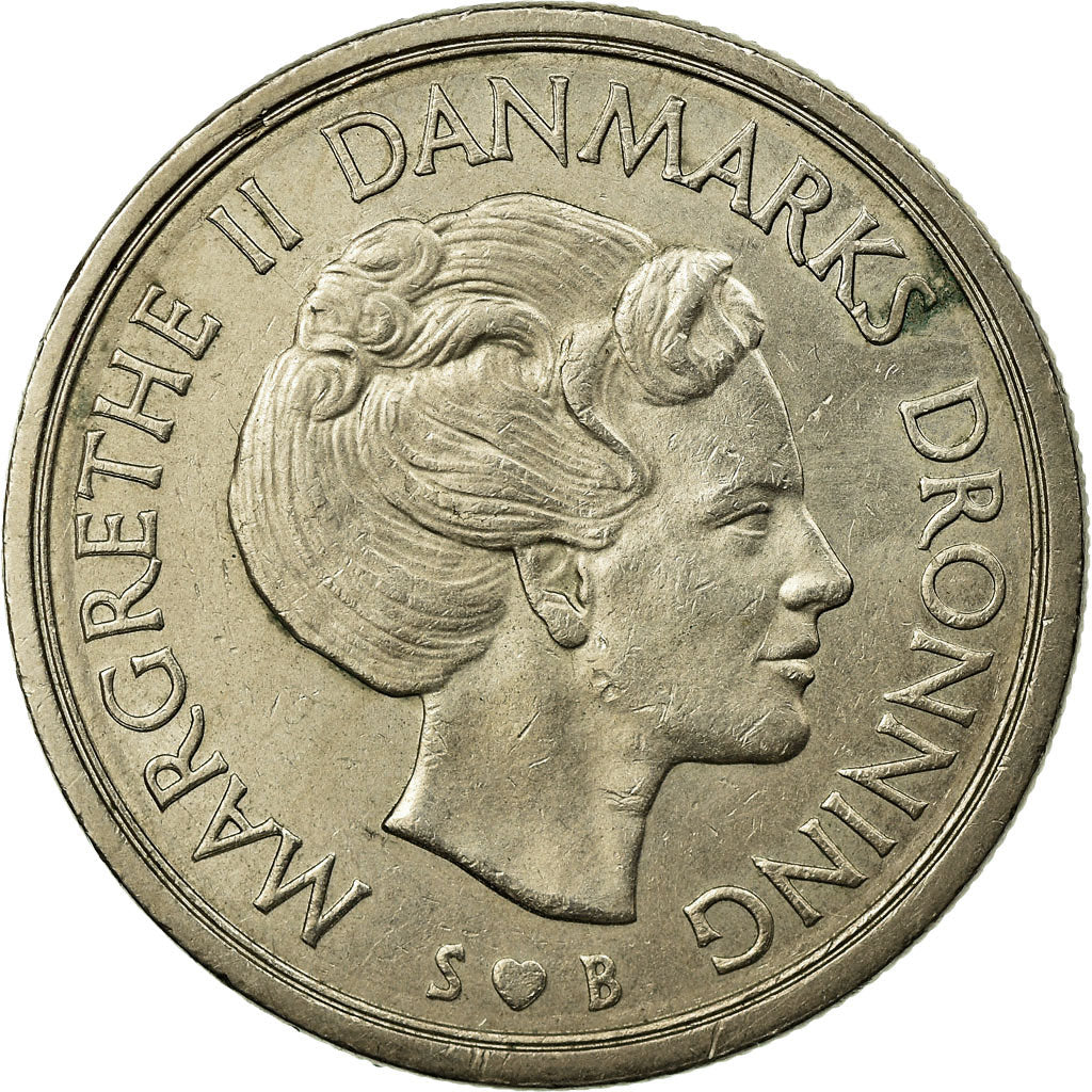Moneta, Danimarca, Margrethe II, 5 Kroner, 1977, Copenhagen, BB, Rame-nichel