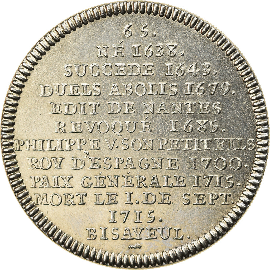 France, Medal, Les rois de France, Louis XIV, History, MS(63), Nickel