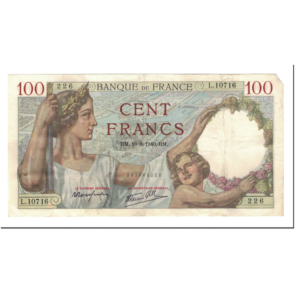 Banknote, France, 100 Francs, 1940-05-16, EF(40-45), Fayette:26.29, KM:94