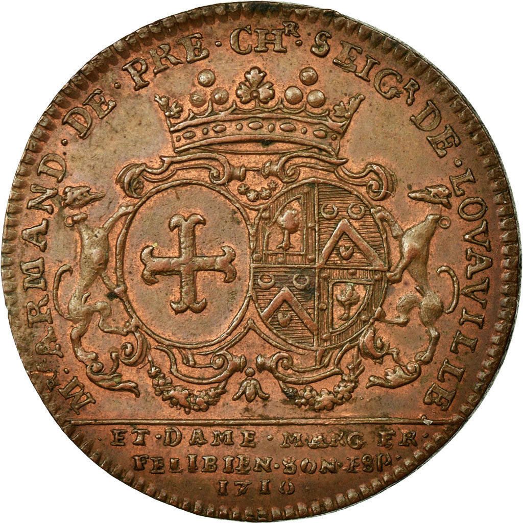 France, Token, Royal, 1710, MS(60-62), Copper, Feuardent:8260