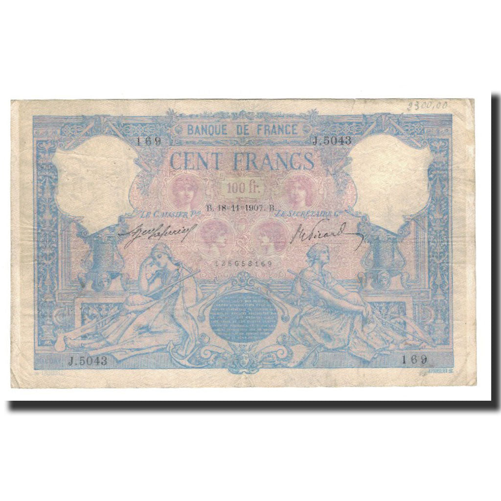 Banknote, France, 100 Francs, 1907-11-18, VF(30-35), Fayette:21.22, KM:65e