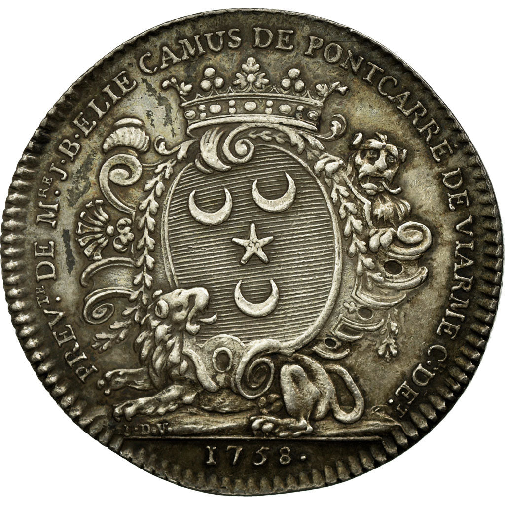 France, Token, Royal, 1758, AU(55-58), Silver, Feuardent:3727