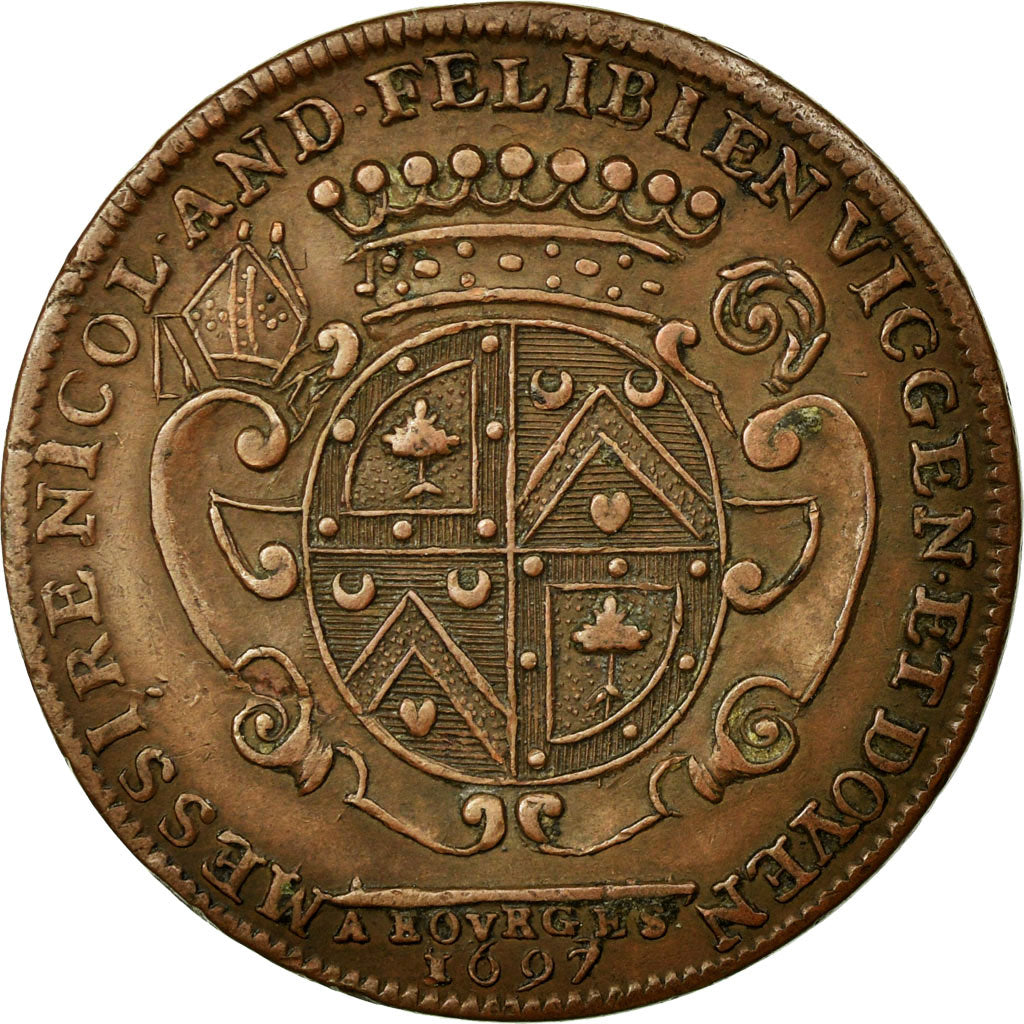 France, Token, Royal, 1697, AU(50-53), Copper, Feuardent:9325
