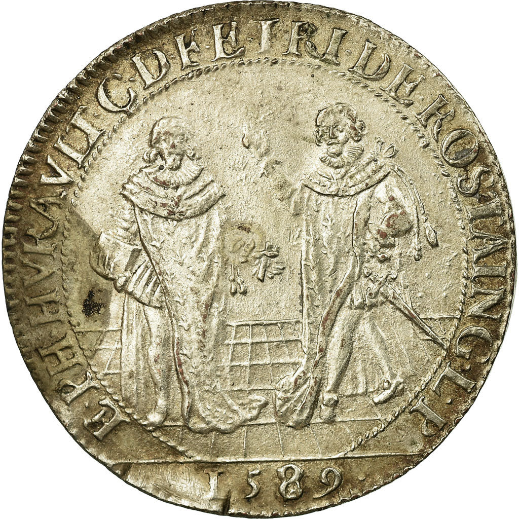 France, Token, Royal, 1589, AU(50-53), Copper, Feuardent:9571var
