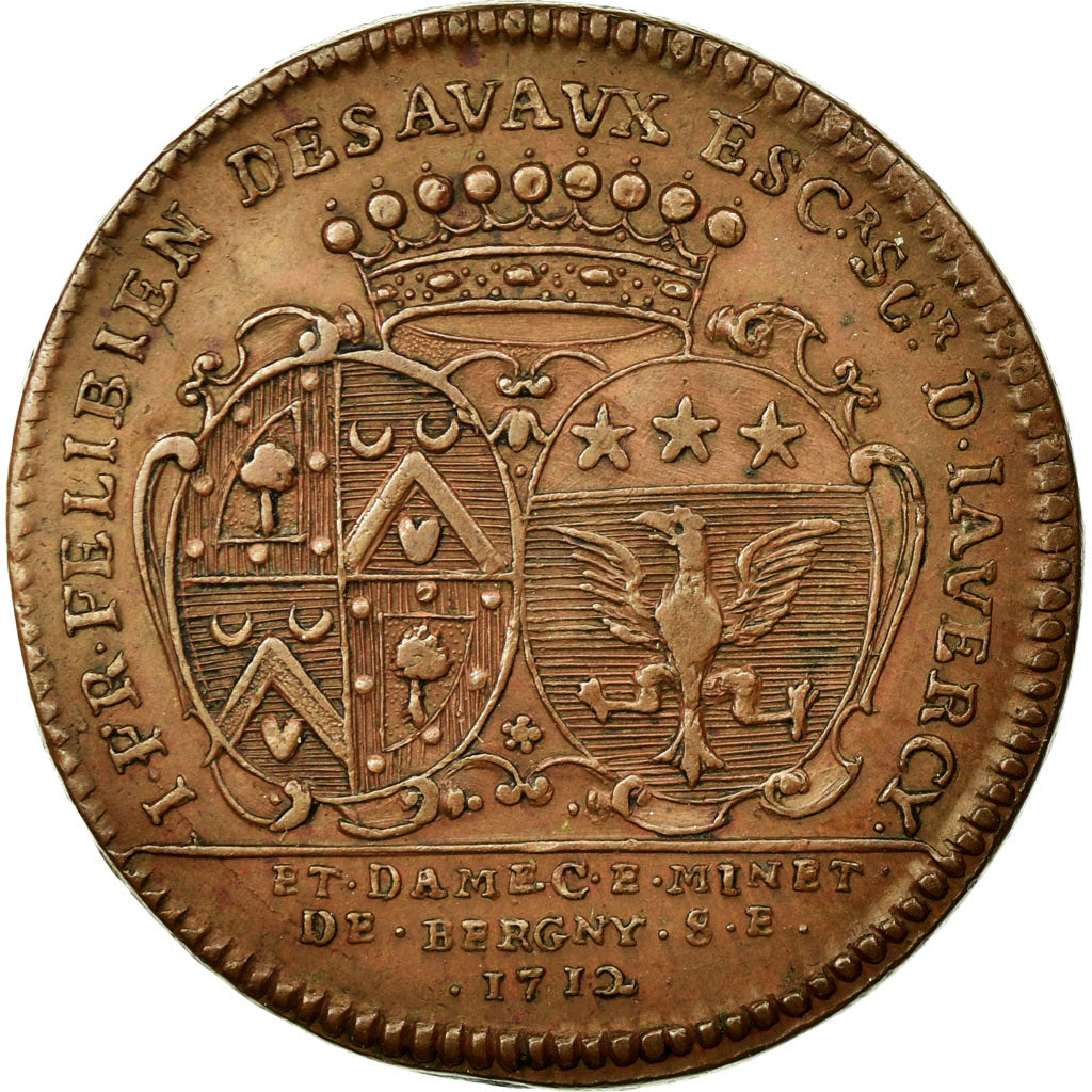 France, Token, Royal, 1712, EF(40-45), Copper, Feuardent:8259