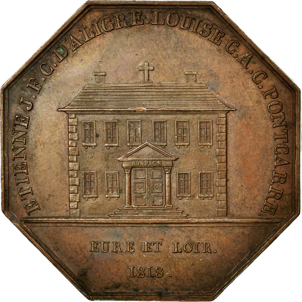 France, Token, Royal, 1818, Dubois, AU(55-58), Copper