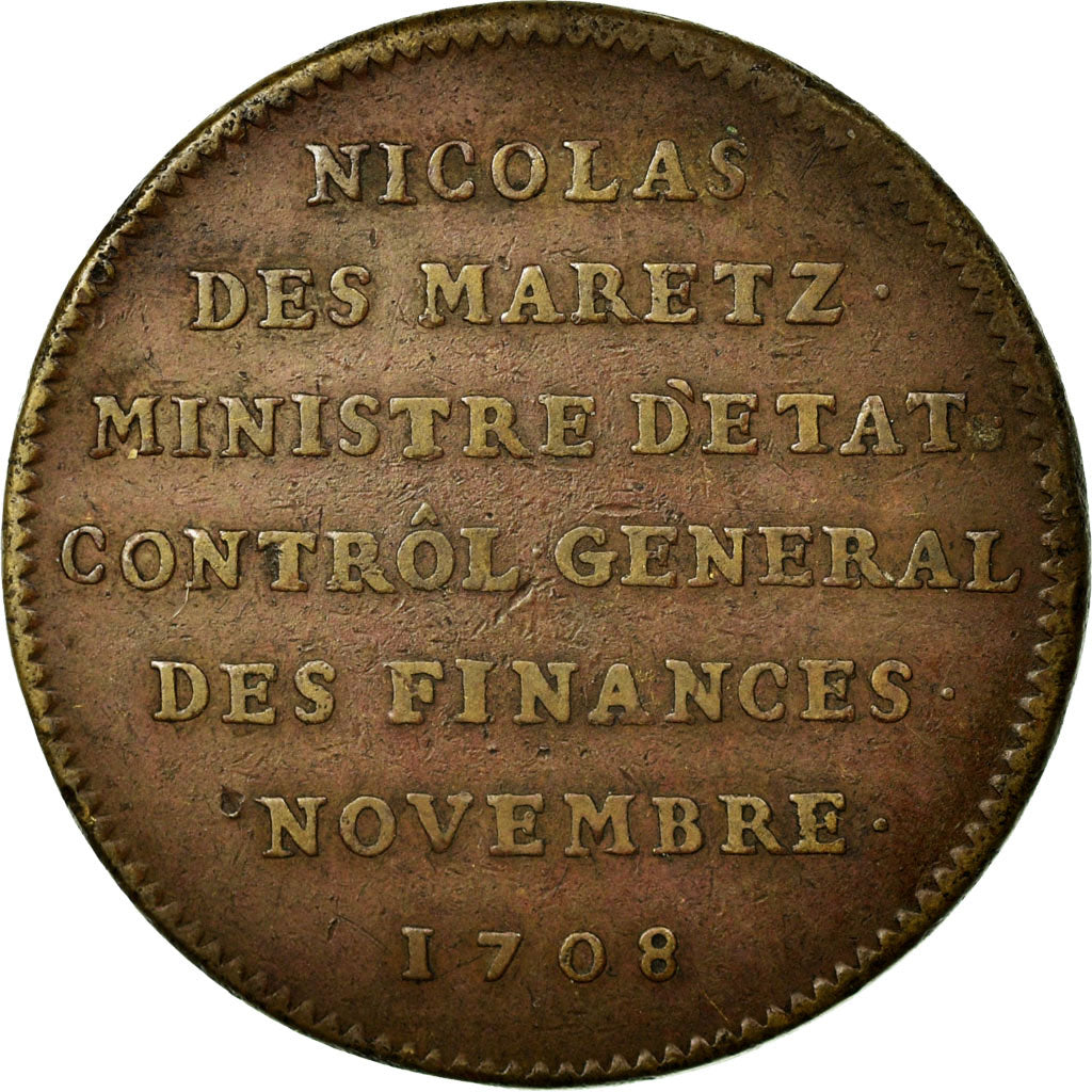 France, Token, Royal, 1708, EF(40-45), Copper, Feuardent:5751