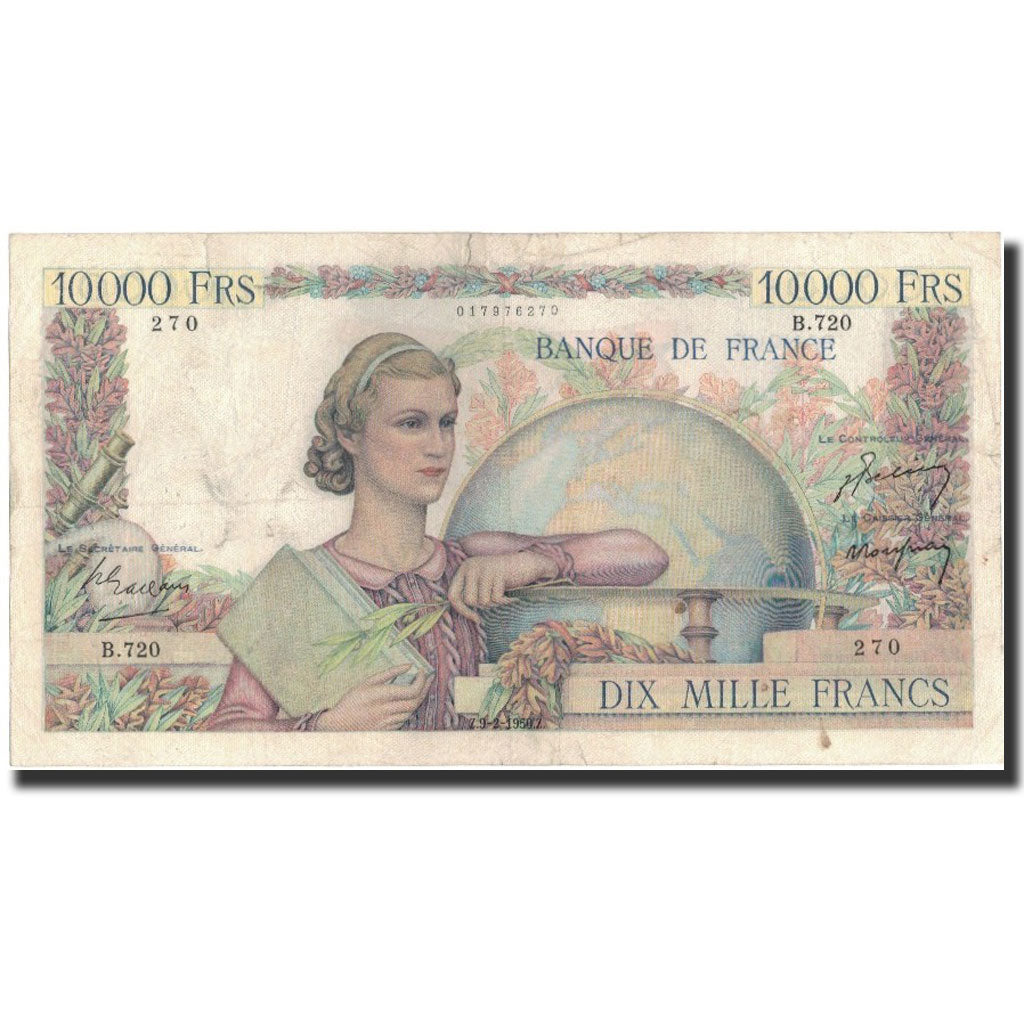 France, 10,000 Francs, 1950-02-09, VF(30-35), Fayette:50.30, KM:132b