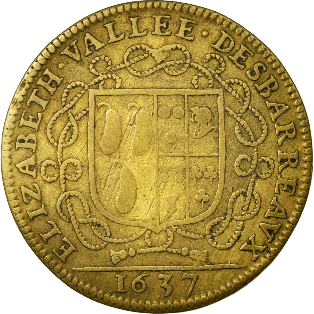 France, Jeton, Royal, 1637, TTB, Bronze, Feuardent:6685a