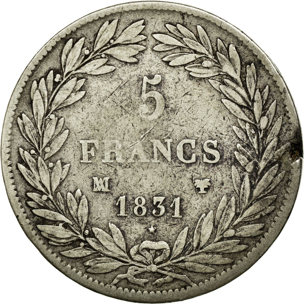 Monnaie, France, Louis-Philippe, 5 Francs, 1831, Marseille, TB, Argent