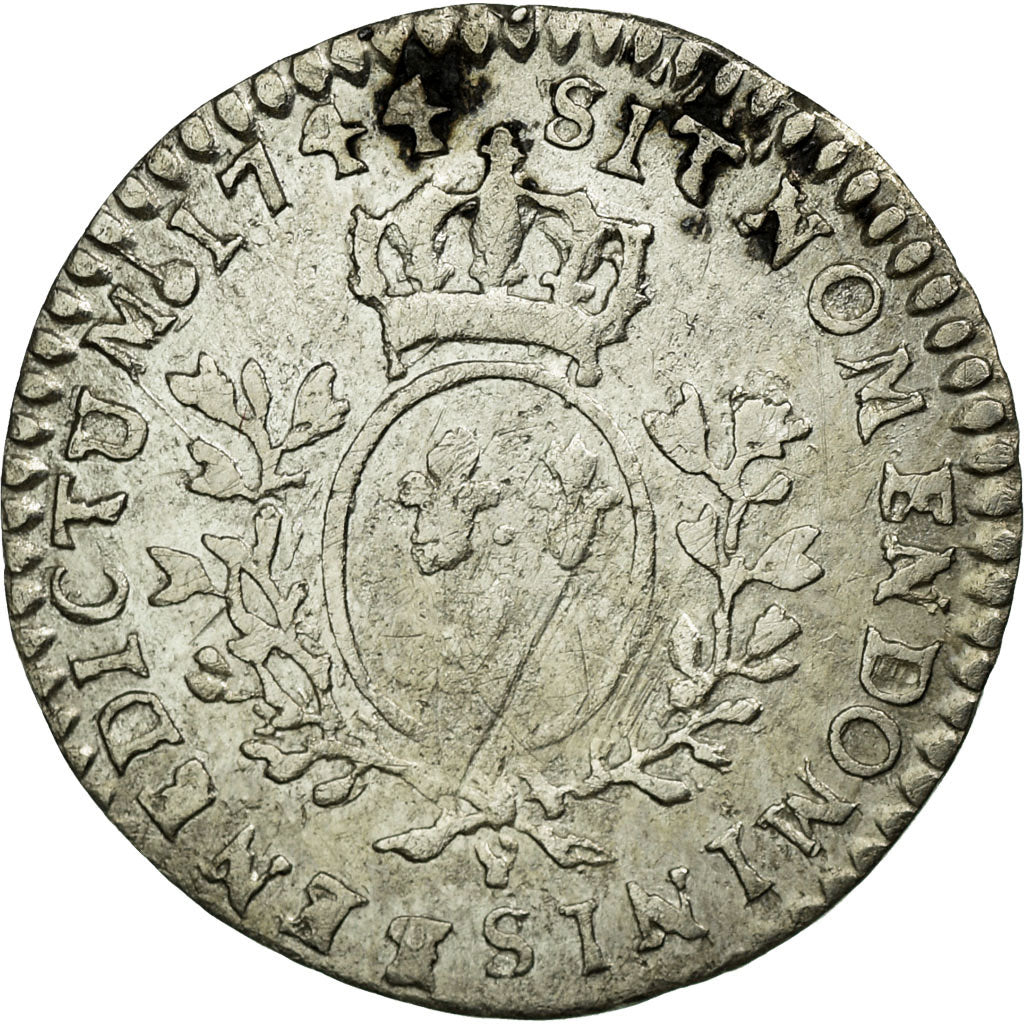 Coin, France, Louis XV, 1/20 Écu au bandeau (6 sols), 6 Sols, 1/20 ECU, 1744