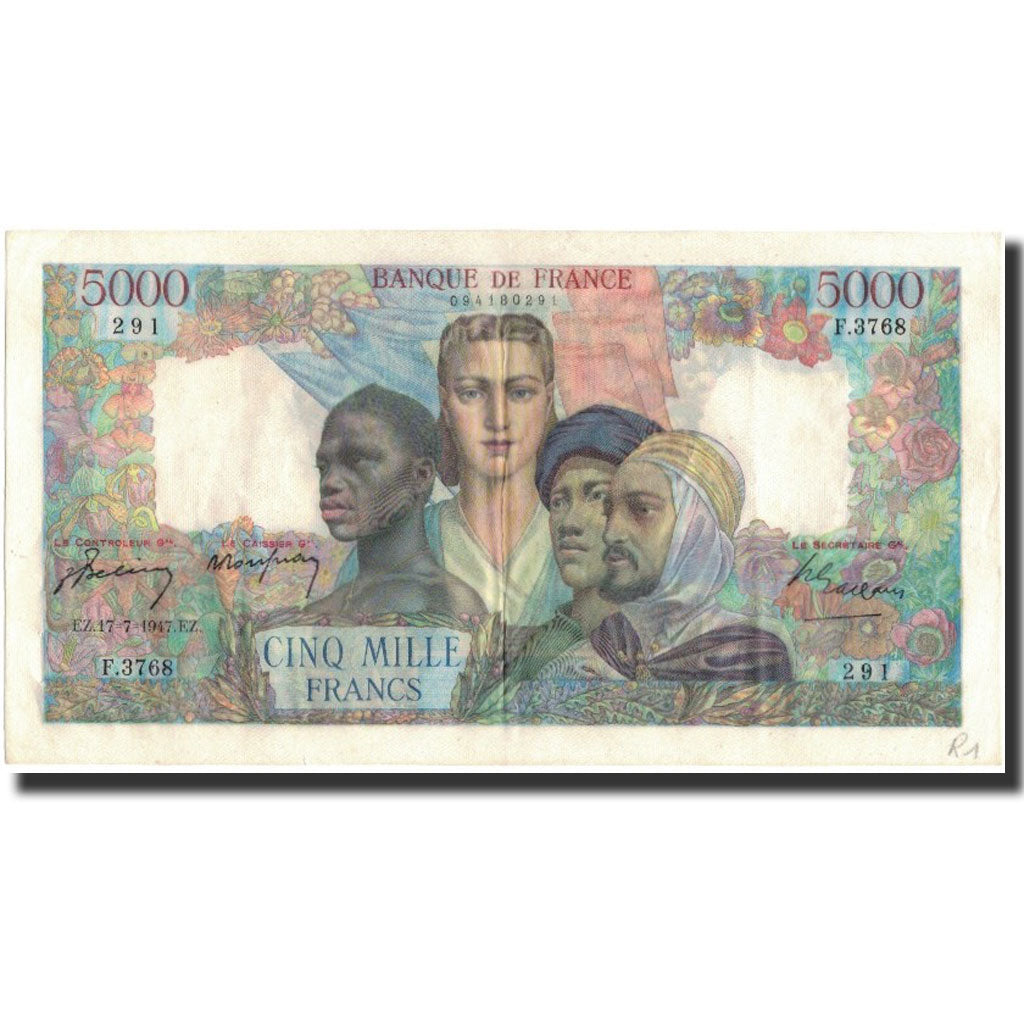 France, 5000 Francs, Empire Français, 1947-07-17, F.3768, AU(55-58)