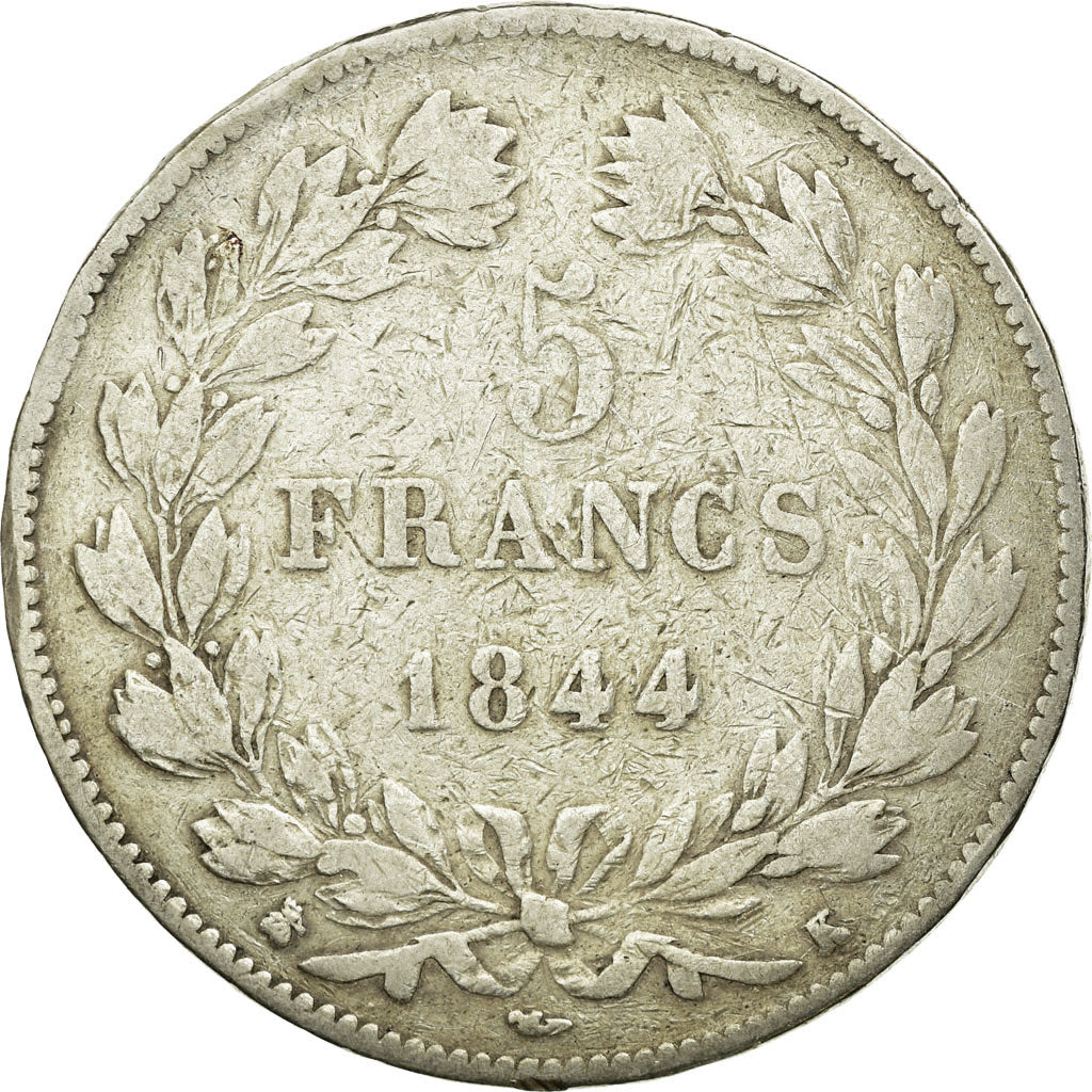 Coin, France, Louis-Philippe, 5 Francs, 1844, Bordeaux, F(12-15), Silver