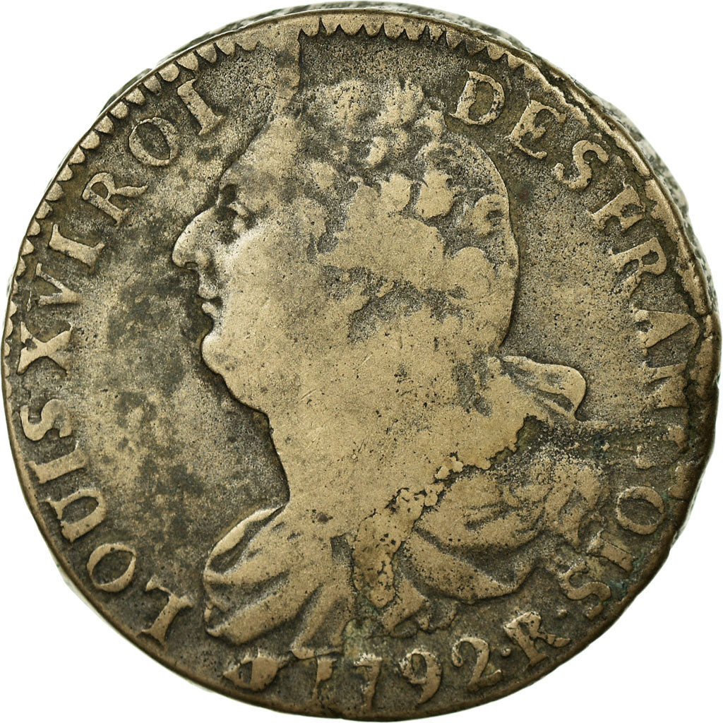Moneta, Francia, 2 sols françois, 2 Sols, 1792, Orléans, BB, Bronzo