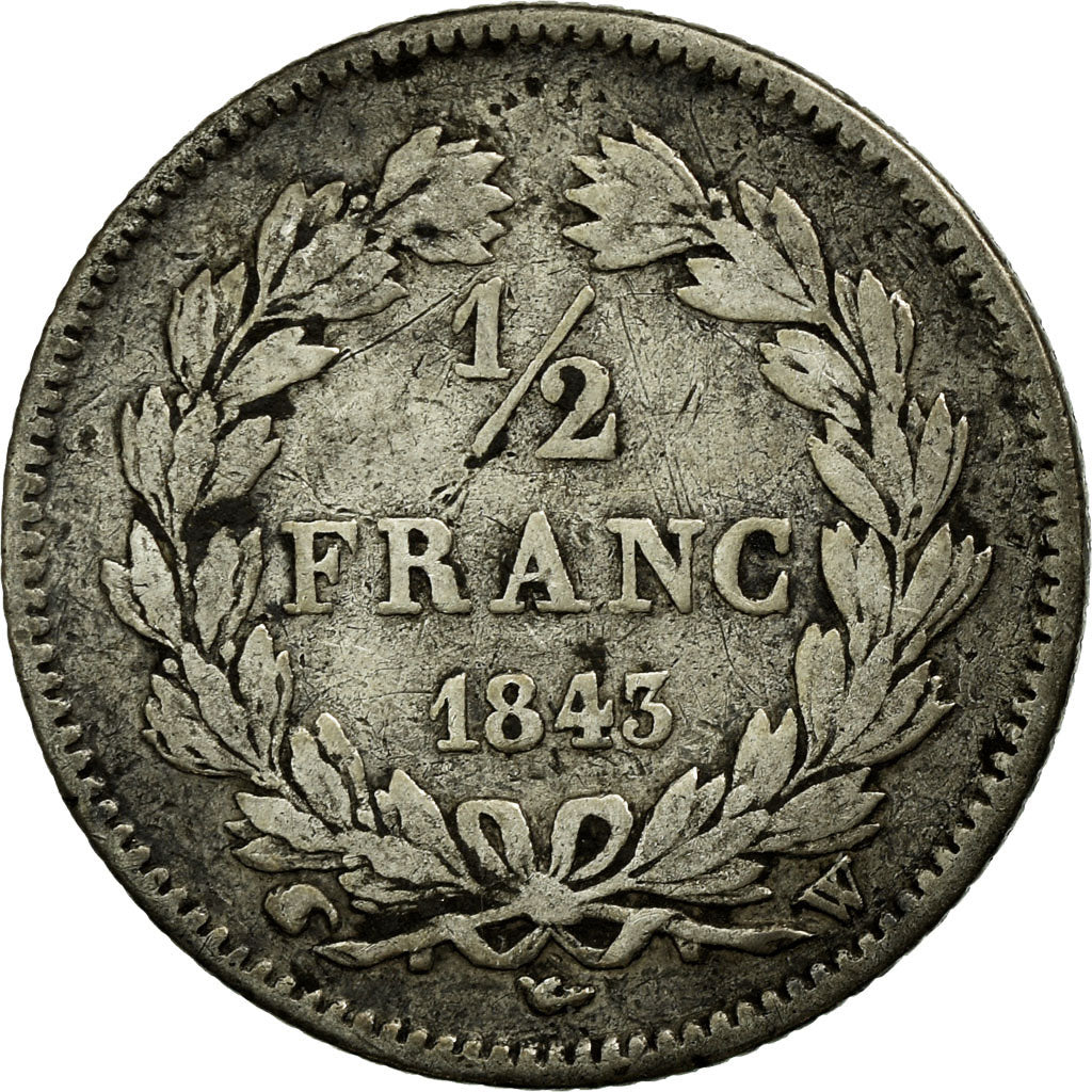 Münze, Frankreich, Louis-Philippe, 1/2 Franc, 1843, Lille, S, Silber