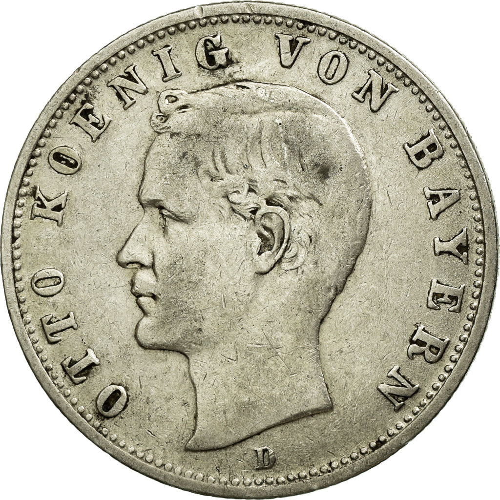 Munten, Duitse staten, BAVARIA, Otto, 2 Mark, 1905, Munich, ZF, Zilver, KM:913