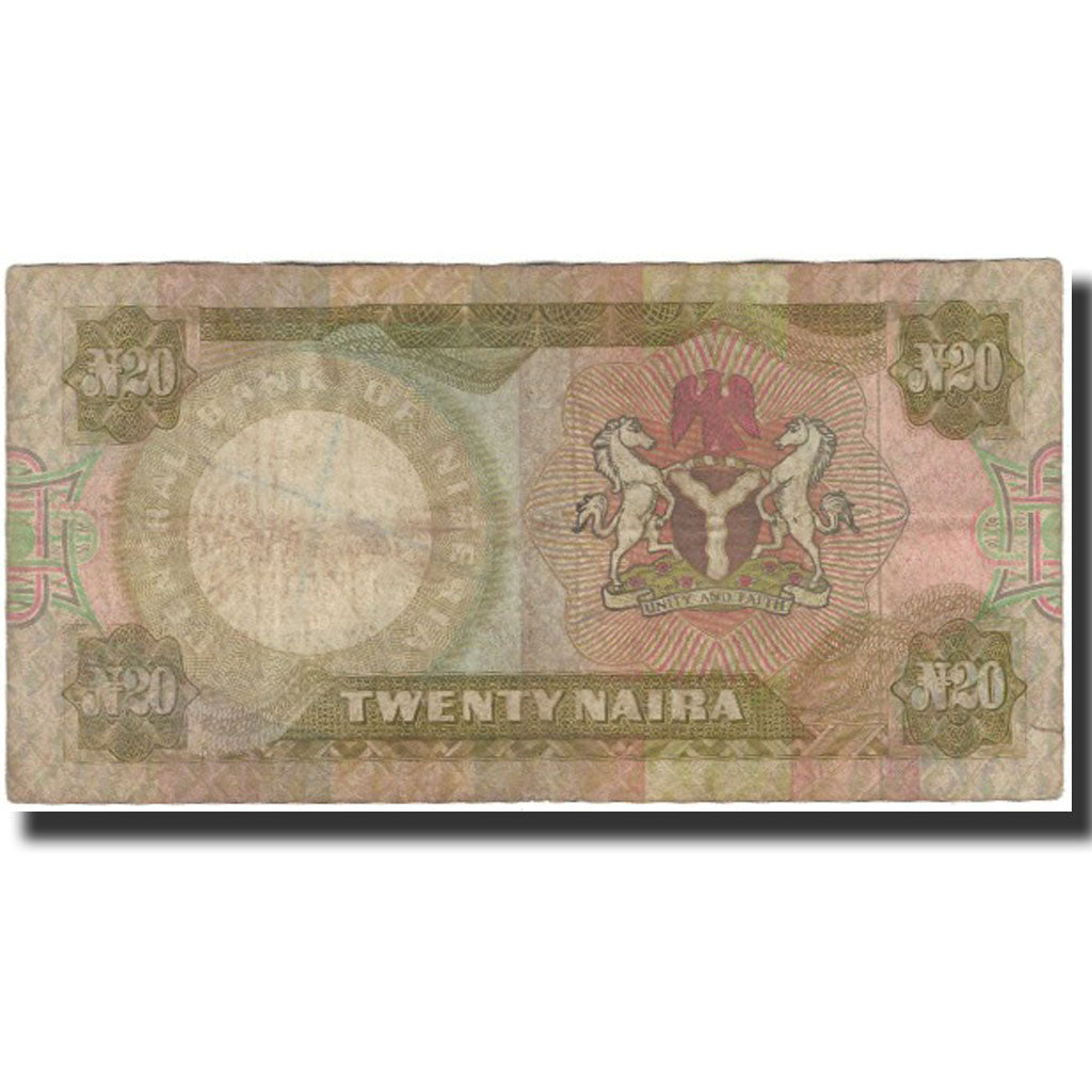 Billet, Nigéria, 20 Naira, UNDATED 1973-1977, KM:18d, B
