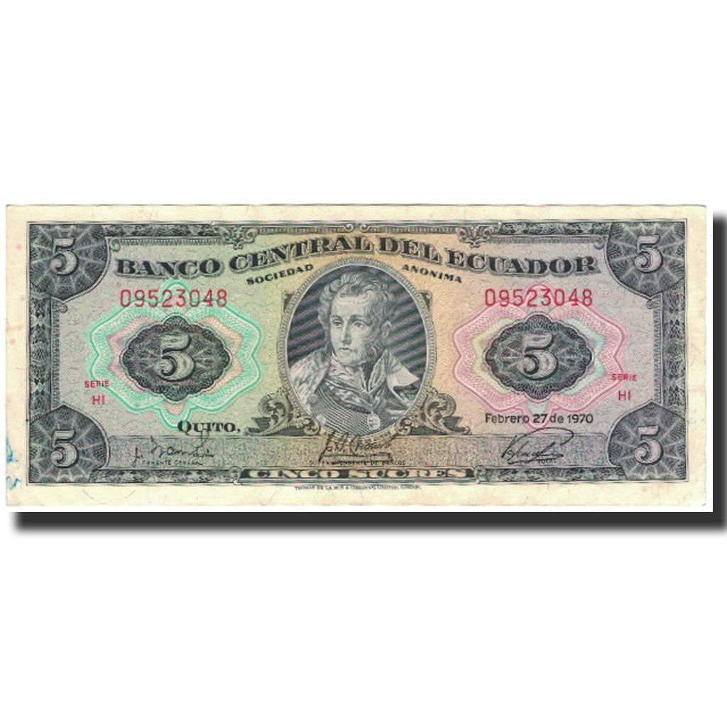 Biljet, Ecuador, 5 Sucres, 1970-02-27, KM:113b, SUP+