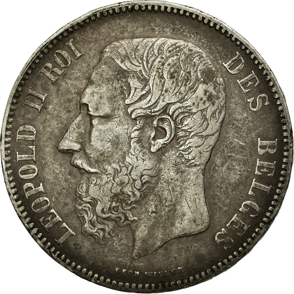 Moneta, Belgia, Leopold II, 5 Francs, 5 Frank, 1867, EF(40-45), Srebro, KM:24