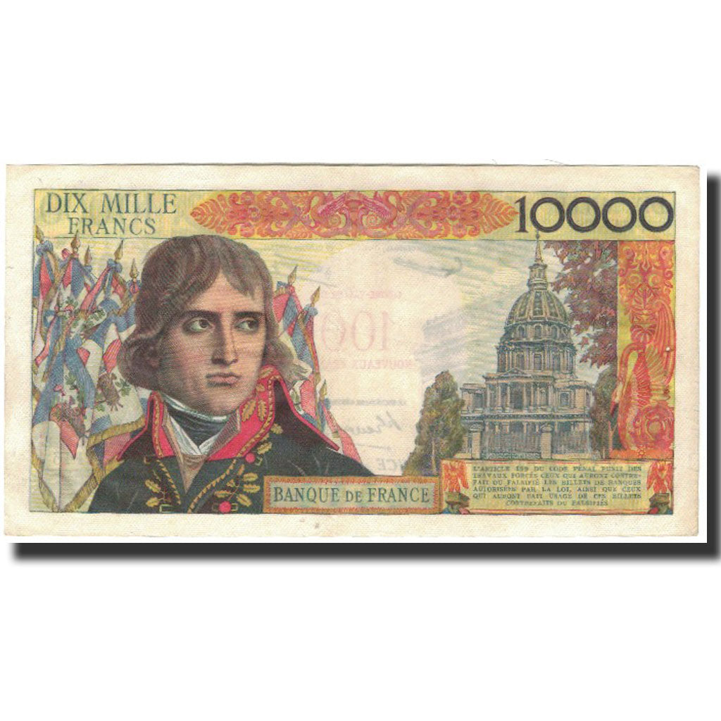 France, 100 Nouveaux Francs on 10,000 Francs, 1955-1959 Overprinted with