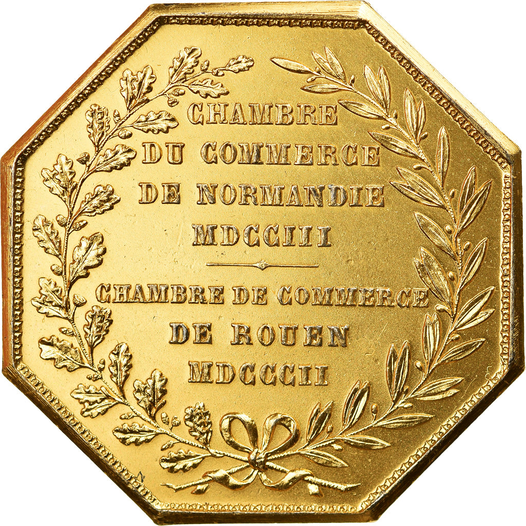 France, Token, Chambre de Commerce de Rouen, 1802, Lecomte, AU(50-53), Vermeil