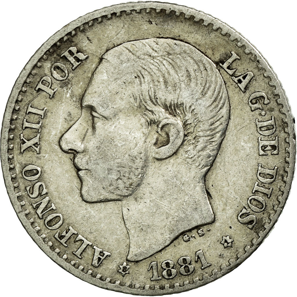 Coin, Spain, Alfonso XII, 50 Centimos, 1881, Madrid, EF(40-45), Silver, KM:685