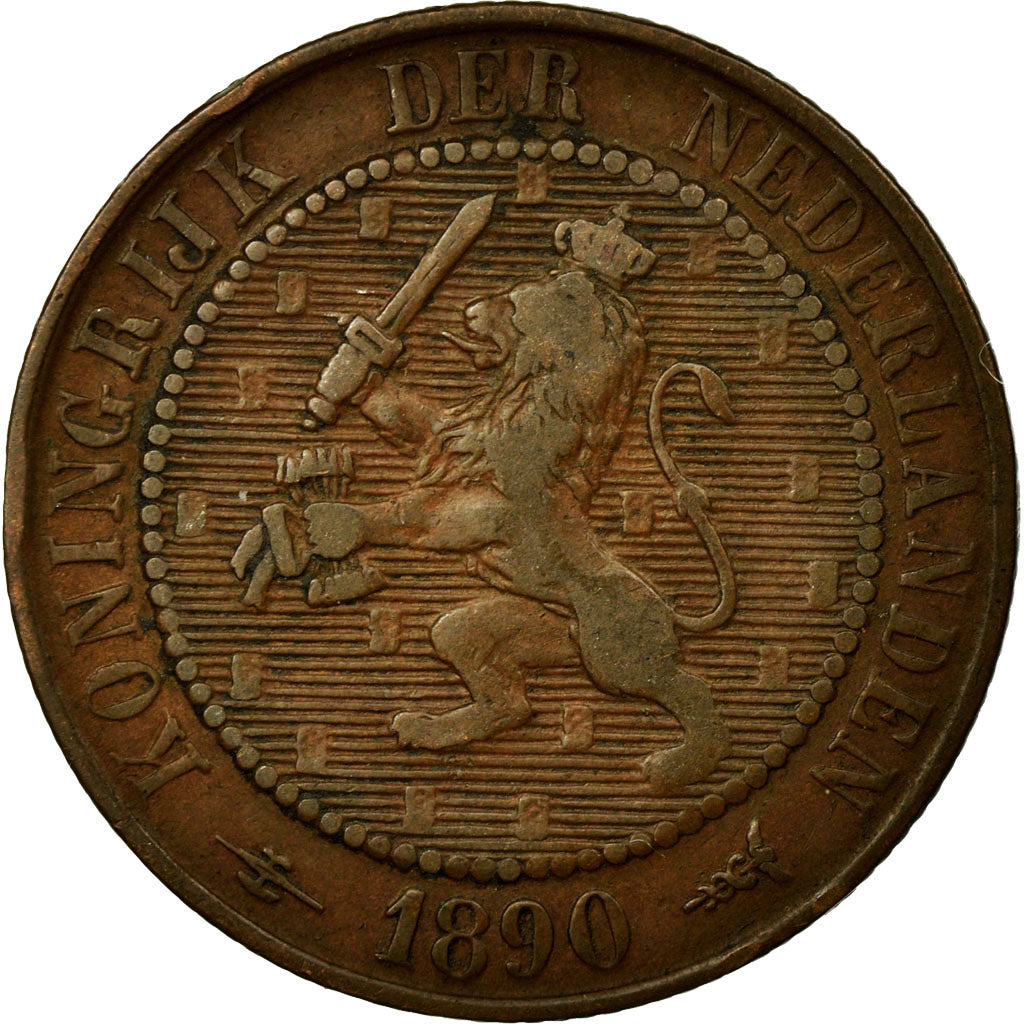 Coin, Netherlands, Wilhelmina I, 2-1/2 Cent, 1890, EF(40-45), Bronze, KM:108.2