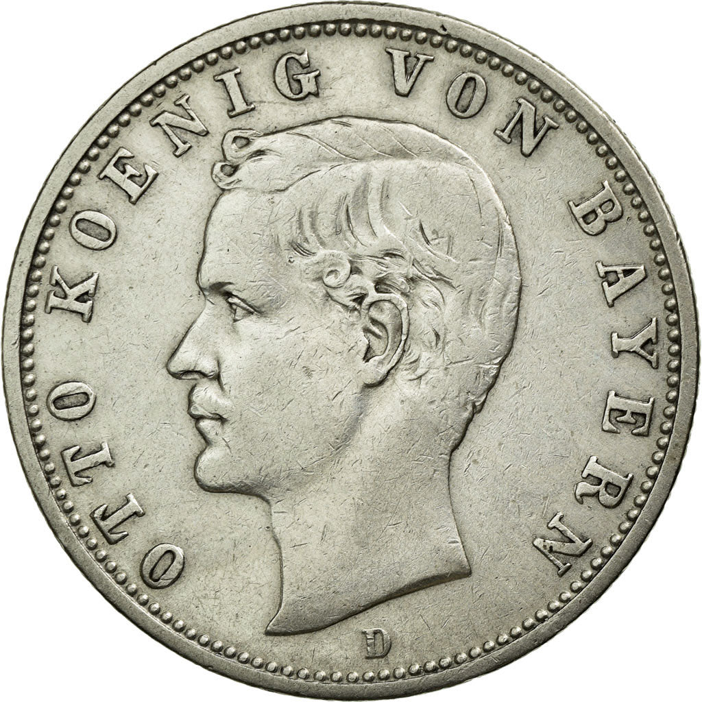 Munten, Duitse staten, BAVARIA, Otto, 2 Mark, 1904, Munich, ZF, Zilver, KM:913