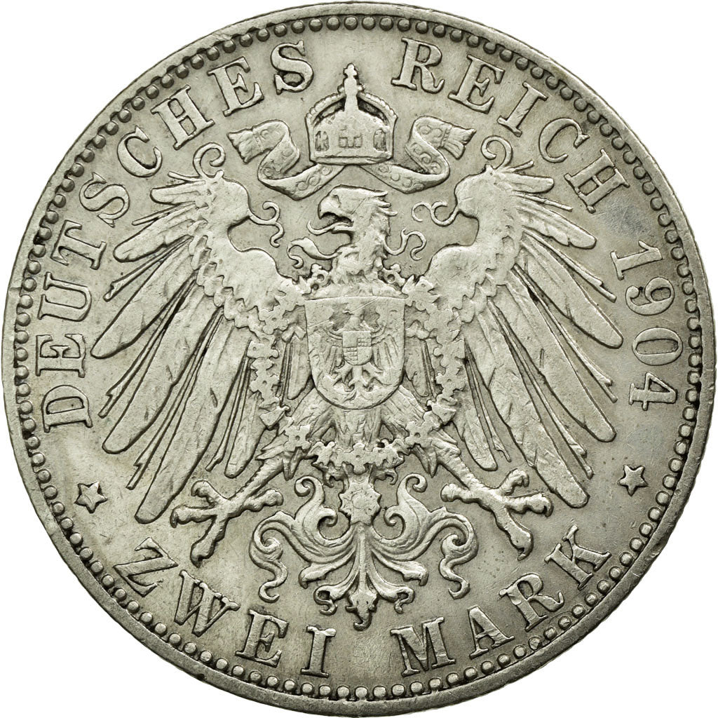 Munten, Duitse staten, BAVARIA, Otto, 2 Mark, 1904, Munich, ZF, Zilver, KM:913