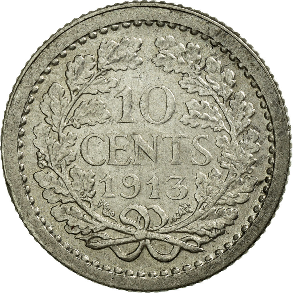 Moneta, Paesi Bassi, Wilhelmina I, 10 Cents, 1913, SPL-, Argento, KM:145