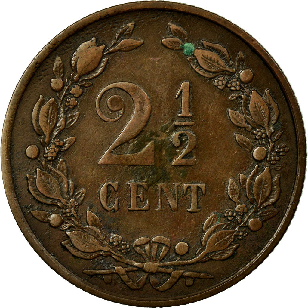 Coin, Netherlands, William III, 2-1/2 Cent, 1877, EF(40-45), Bronze, KM:108.1