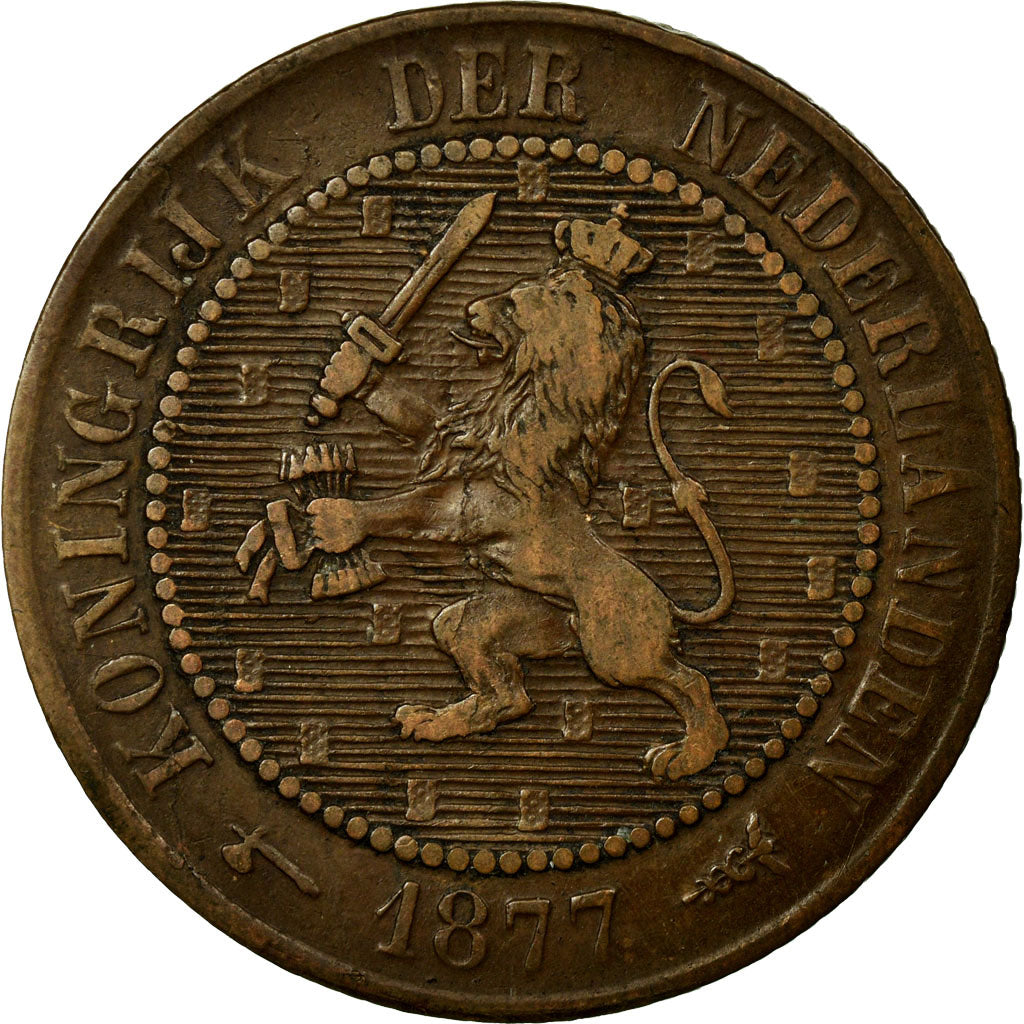 Coin, Netherlands, William III, 2-1/2 Cent, 1877, EF(40-45), Bronze, KM:108.1
