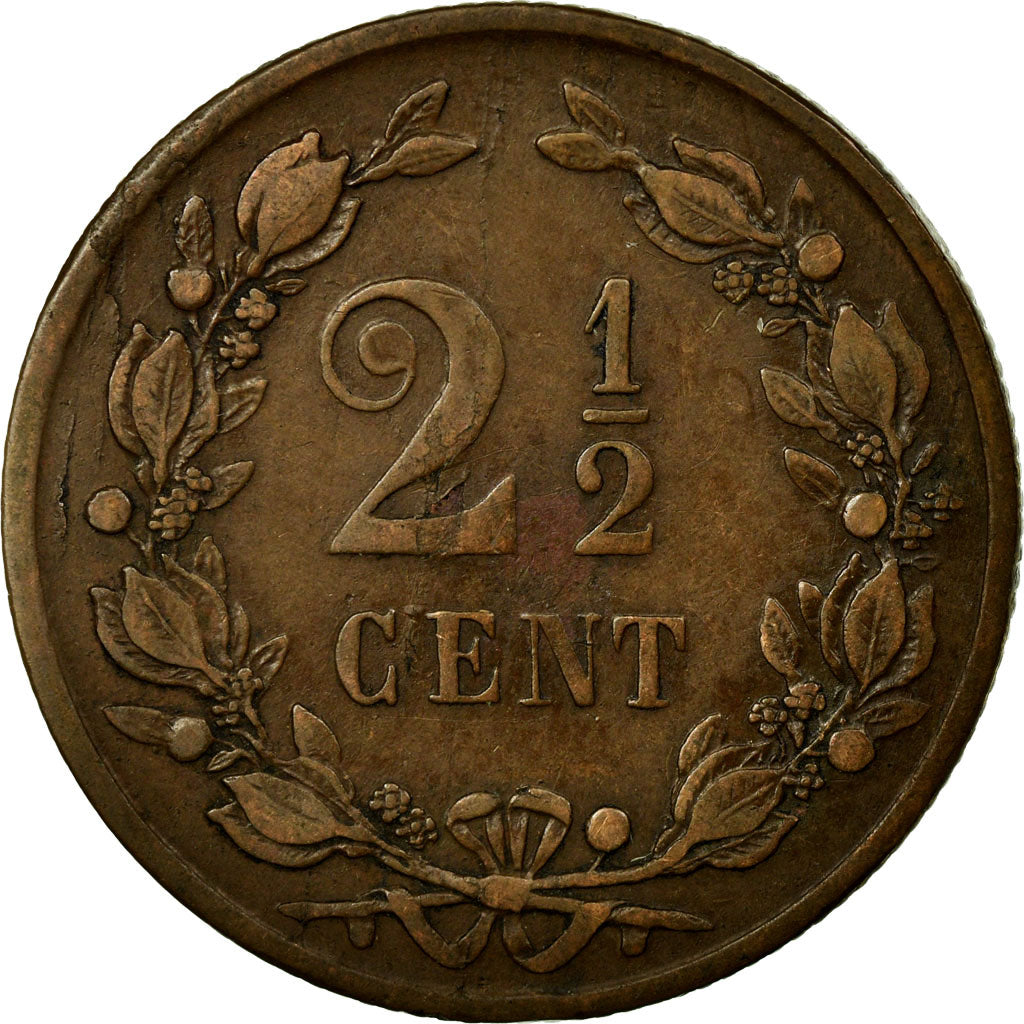 Coin, Netherlands, William III, 2-1/2 Cent, 1877, EF(40-45), Bronze, KM:108.1