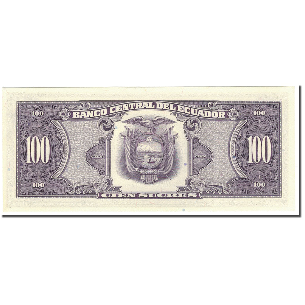 Banknot, Ekwador, 100 Sucres, 1990-04-20, KM:123, AU(55-58)
