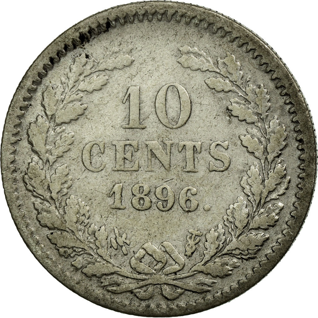 Coin, Netherlands, Wilhelmina I, 10 Cents, 1896, VF(20-25), Silver, KM:116