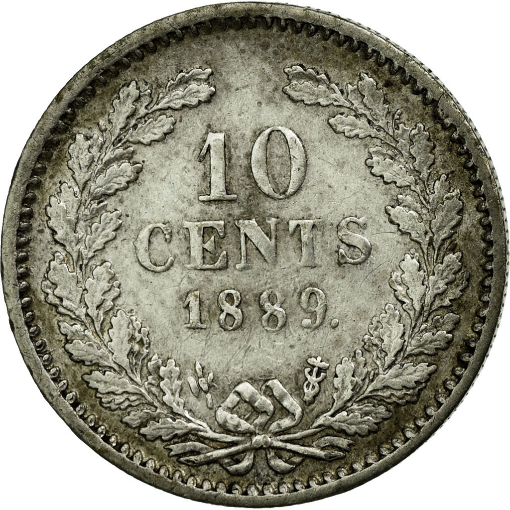 Moneta, Holandia, William III, 10 Cents, 1889, AU(50-53), Srebro, KM:80