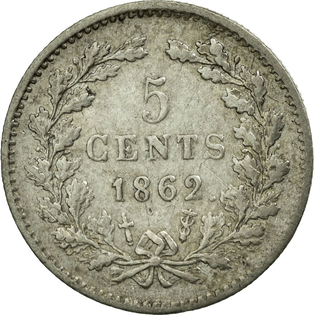 Coin, Netherlands, William III, 5 Cents, 1862, EF(40-45), Silver, KM:91