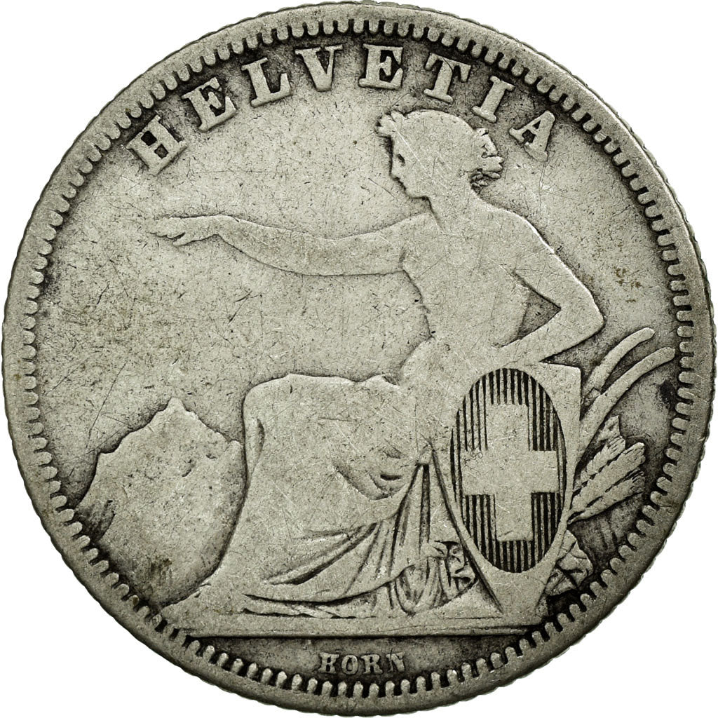 Coin, Switzerland, Franc, 1861, Bern, VF(30-35), Silver, KM:9a