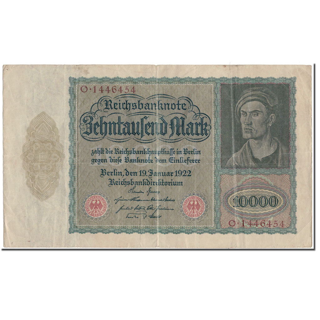 Geldschein, Deutschland, 10,000 Mark, 1922-01-19, KM:71, SS