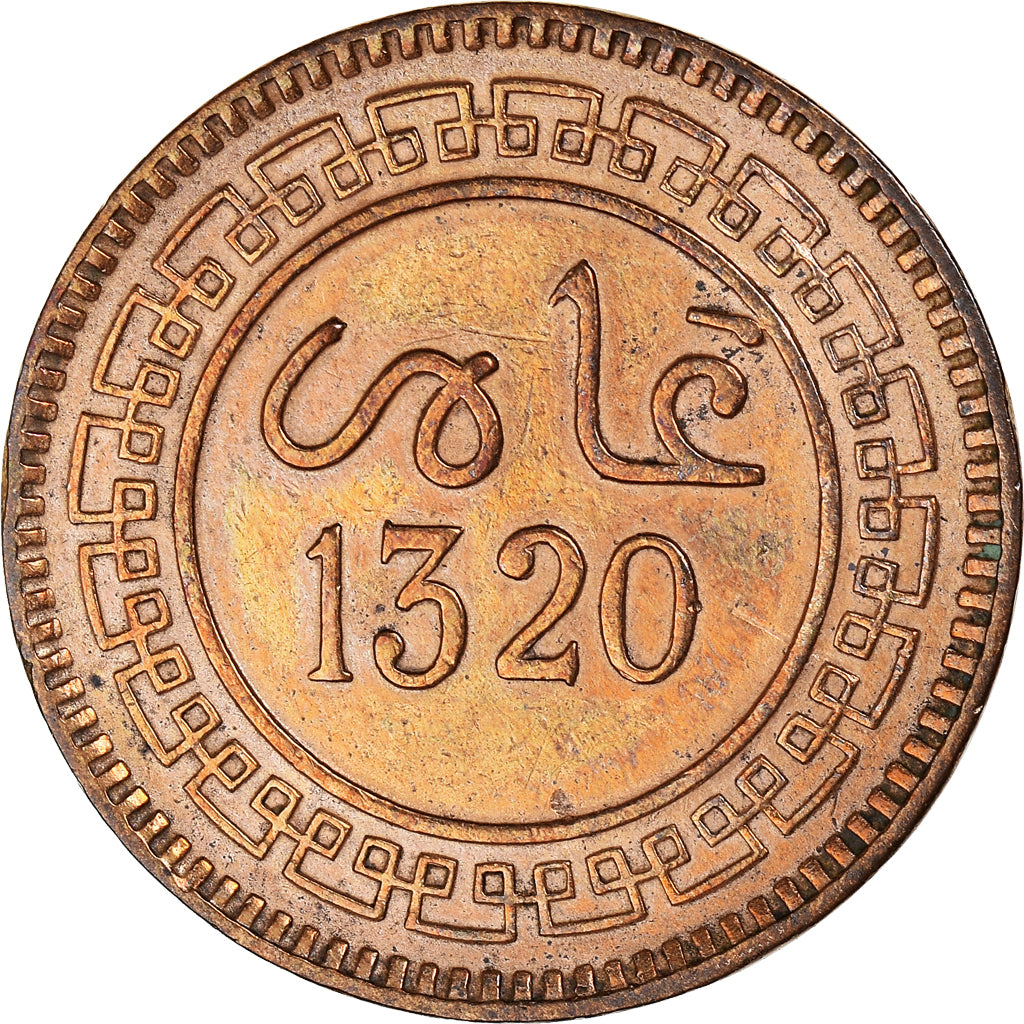 Coin, Morocco, 'Abd al-Aziz, 5 Mazunas, 1902, Birmingham, AU(50-53), Bronze