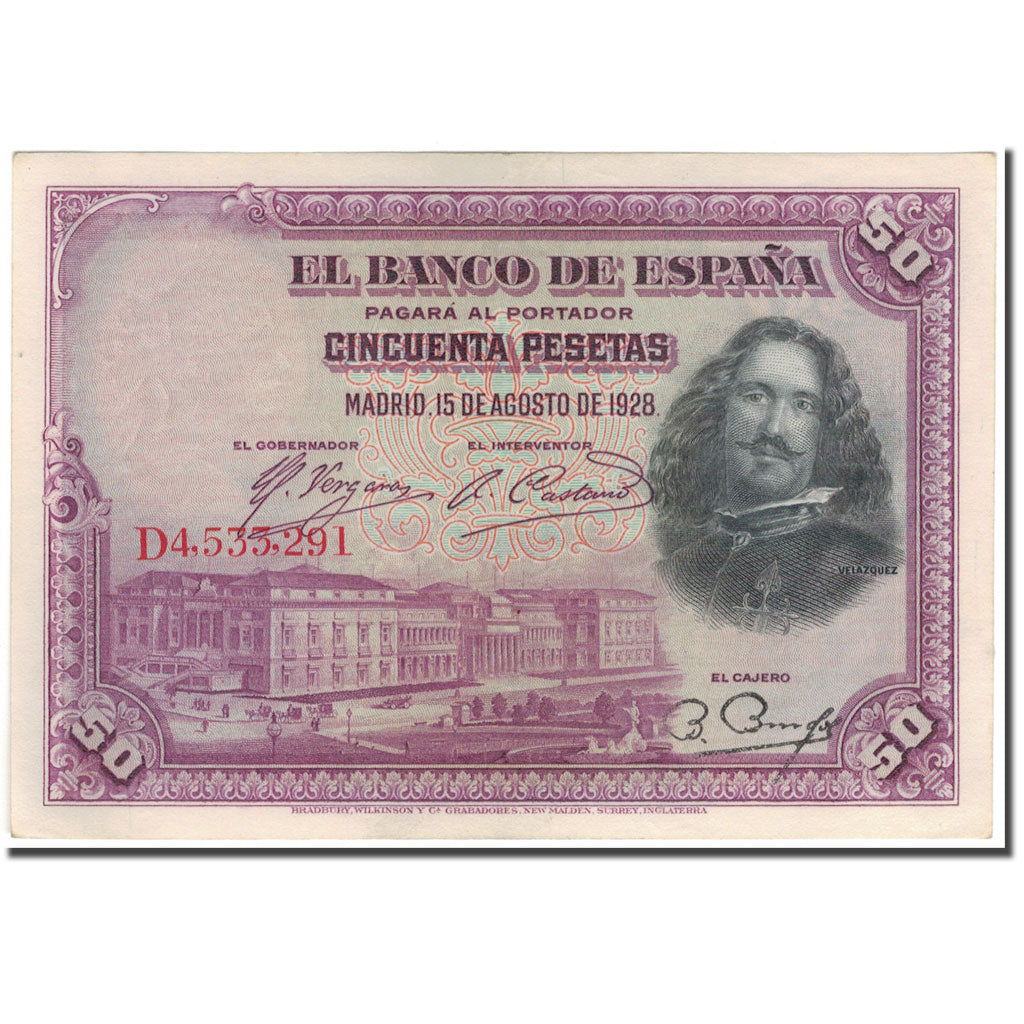 Banknote, Spain, 50 Pesetas, 1928-08-15, KM:75b, AU(55-58)
