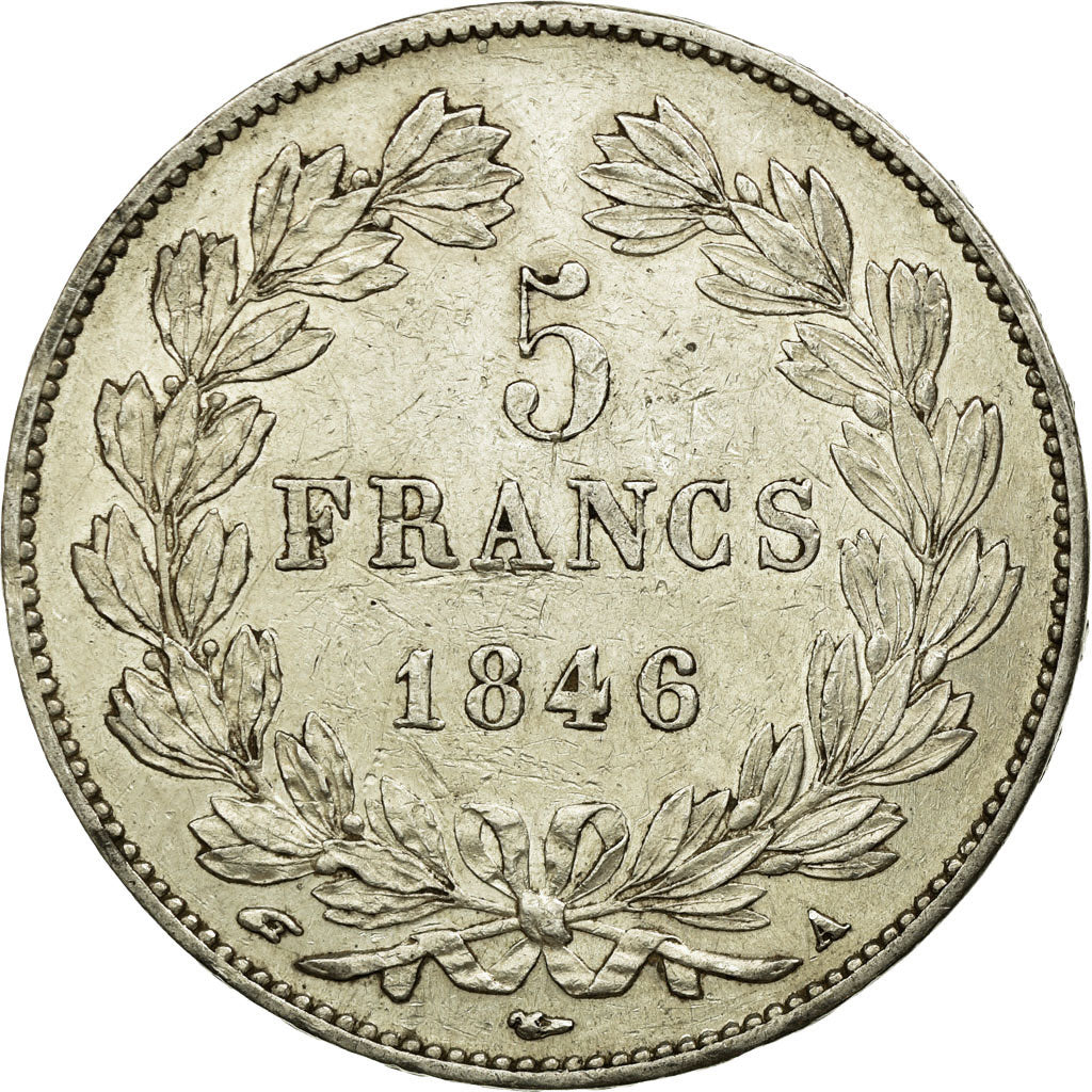 Coin, France, Louis-Philippe, 5 Francs, 1846, Paris, AU(50-53), Silver