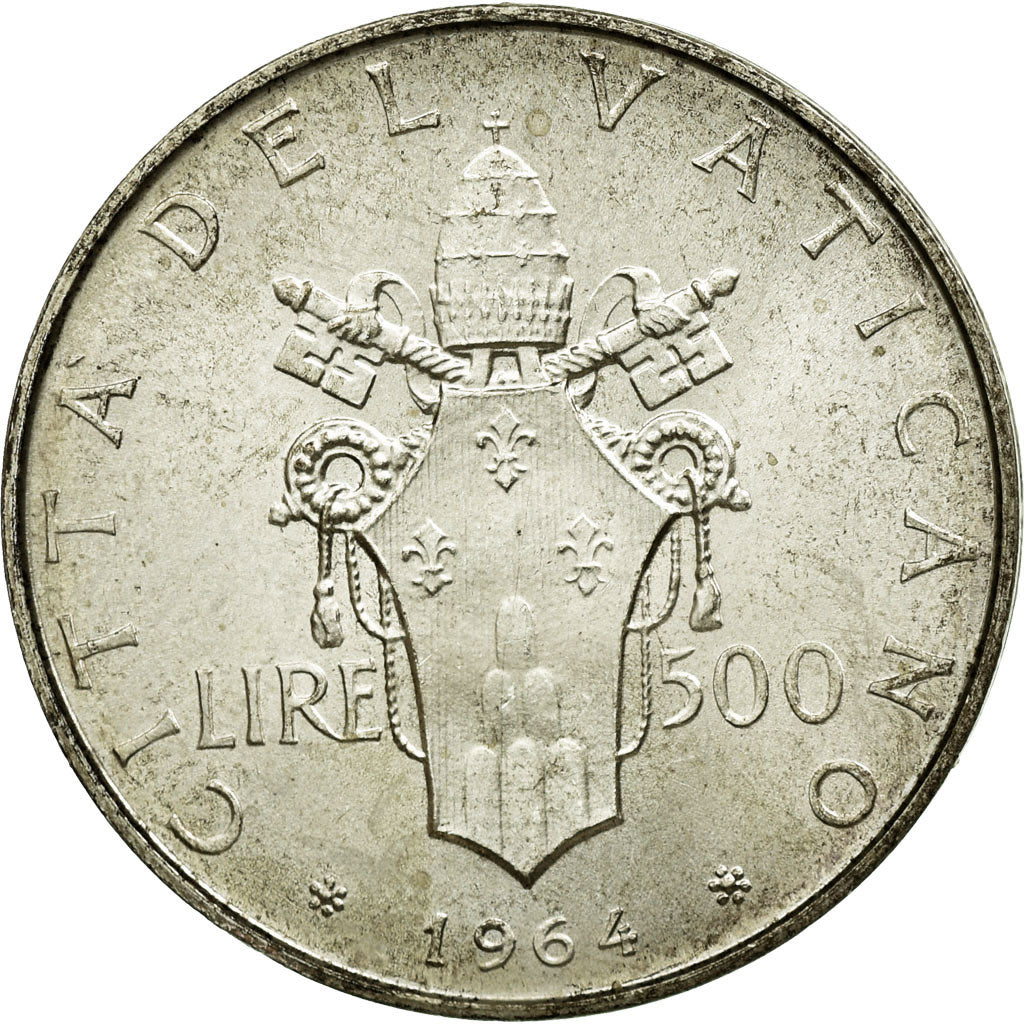 Coin, VATICAN CITY, Paul VI, 500 Lire, 1964, MS(60-62), Silver, KM:83.2