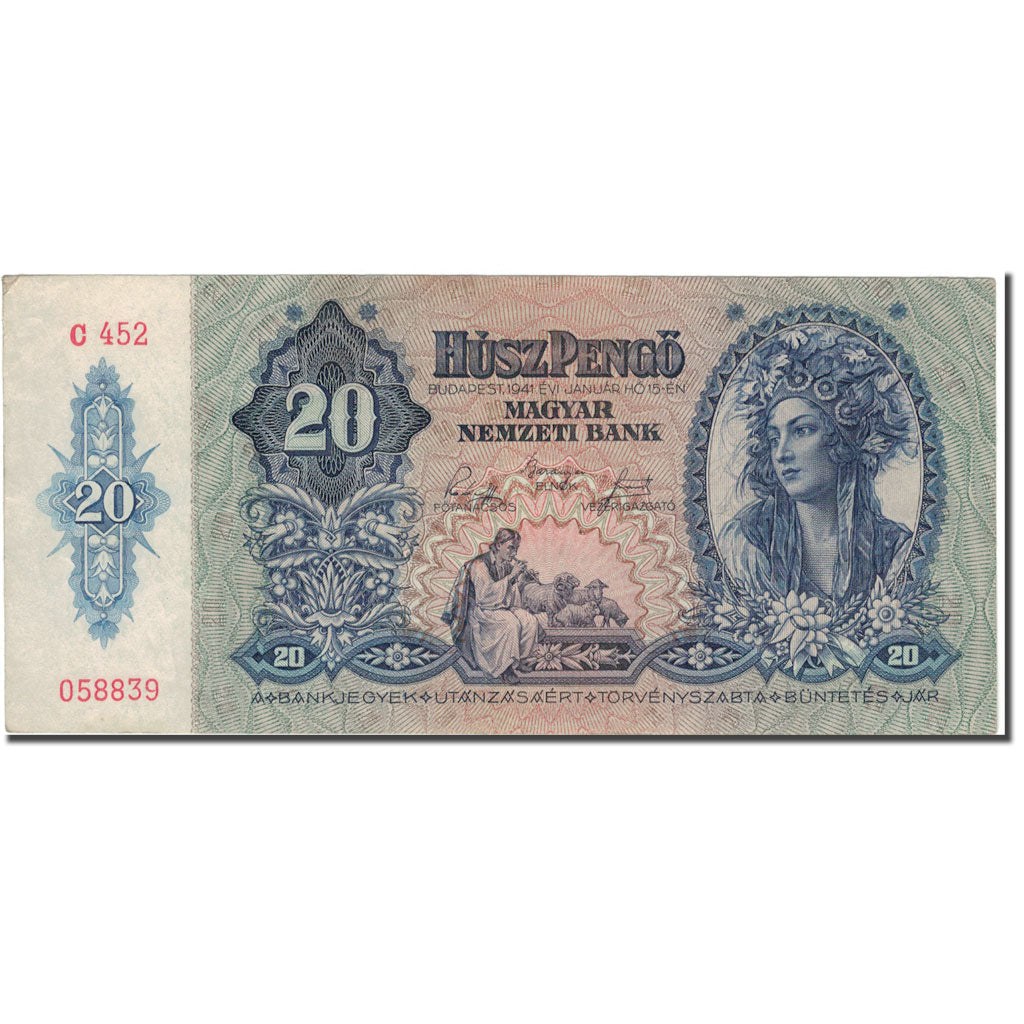 Geldschein, Ungarn, 20 Pengö, 1941-01-15, KM:109, SS